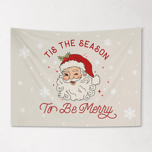 Christmas Banner, Tis the Season to be Merry, Kids Fabric Tapestry