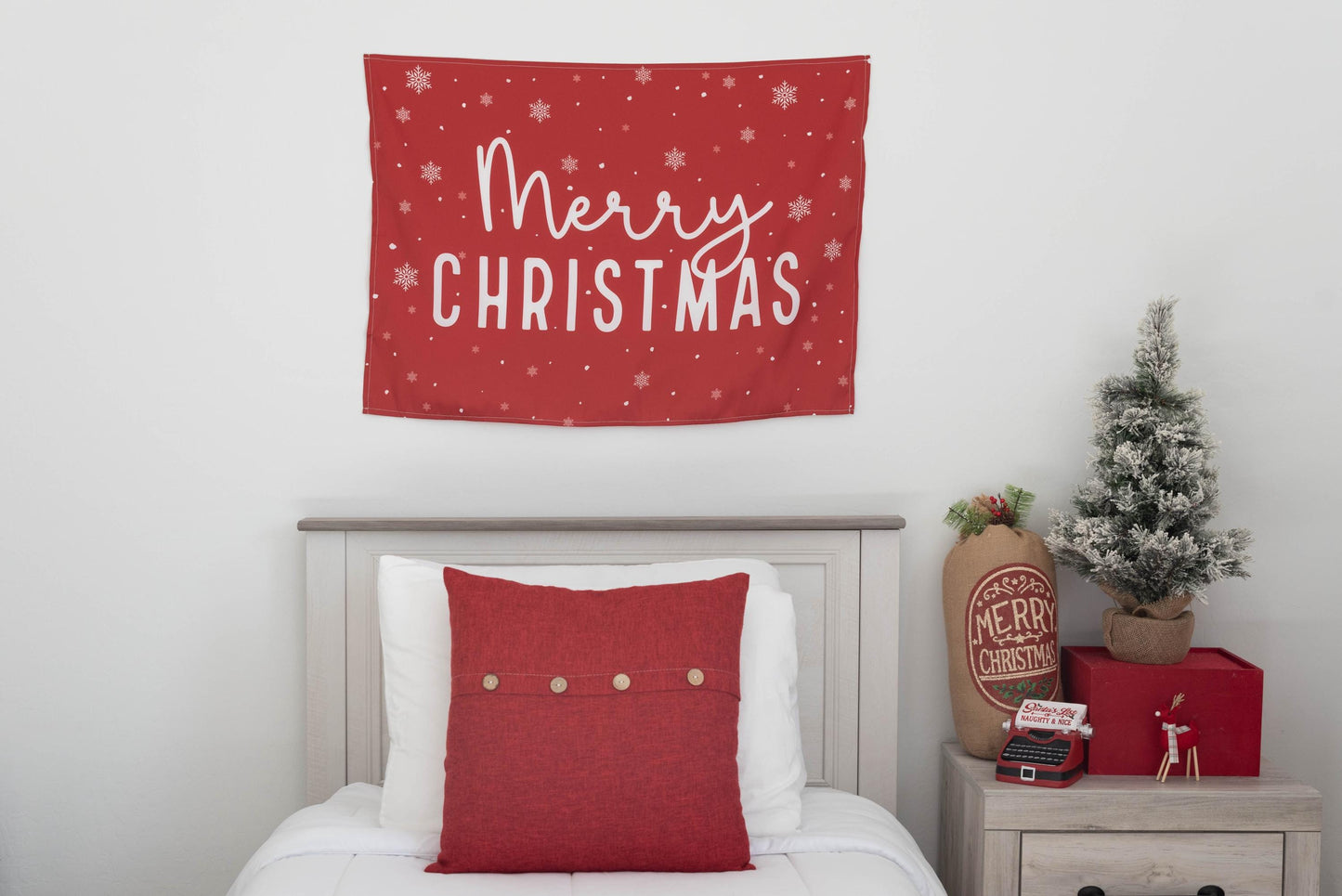 Christmas Banner, Merry Christmas, Kids Fabric Tapestry, Wall art Room Decor