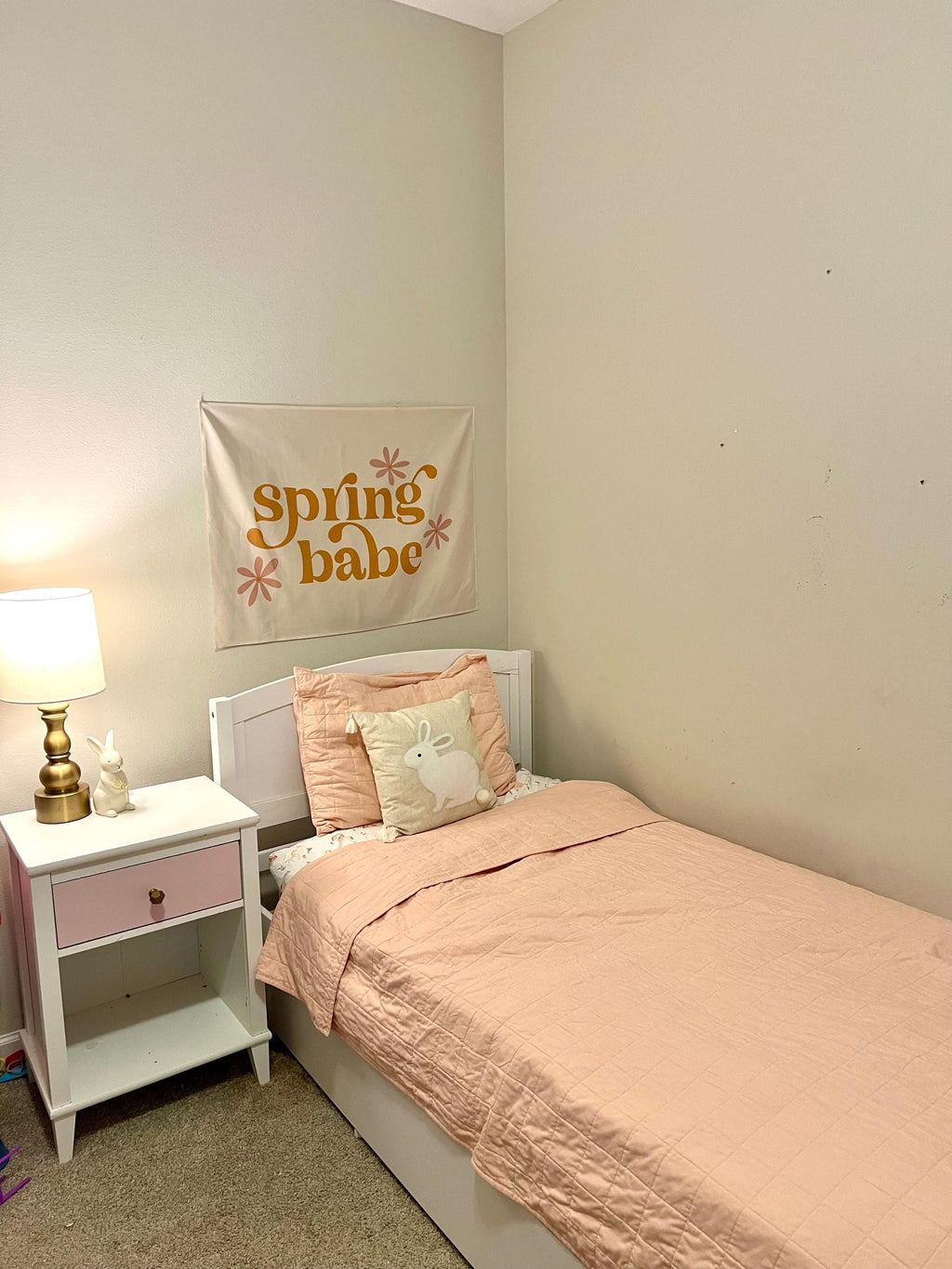 Fabric Tapestry Banner, Spring Babe , Kids Wall Art Room Decor, Children's Wall Art