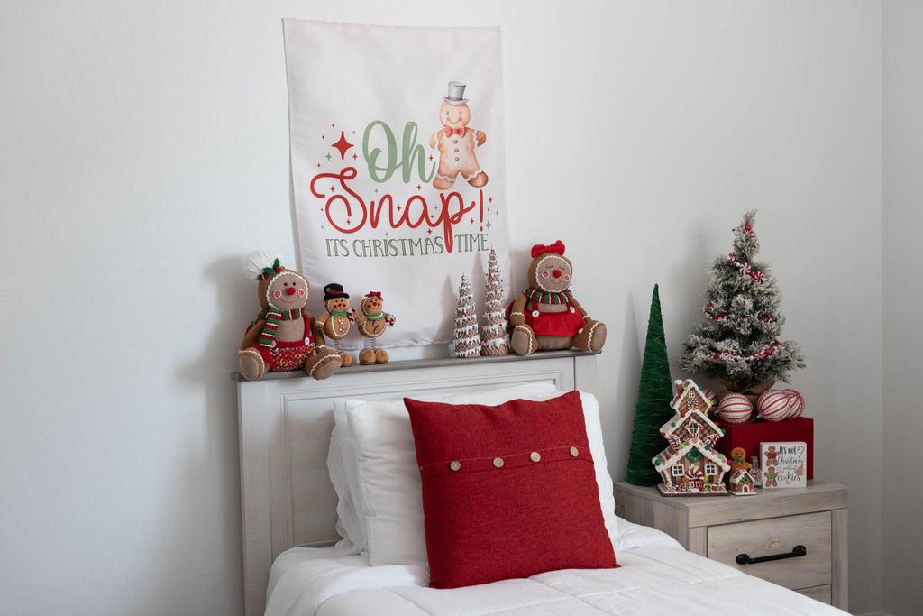 Christmas Banner Oh Snap, Kids Fabric Tapestry, Wall art Room Decor