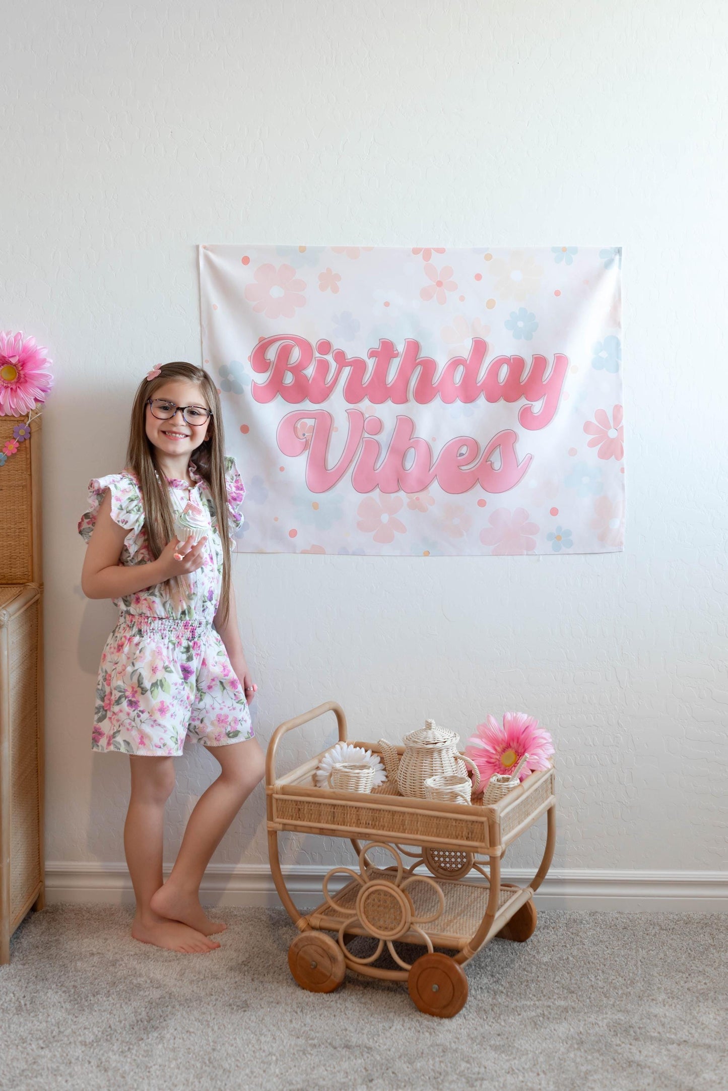 Fabric Tapestry Banner, Birthday Vibes, Kids Wall Art Room Decor, Children's Wall Art