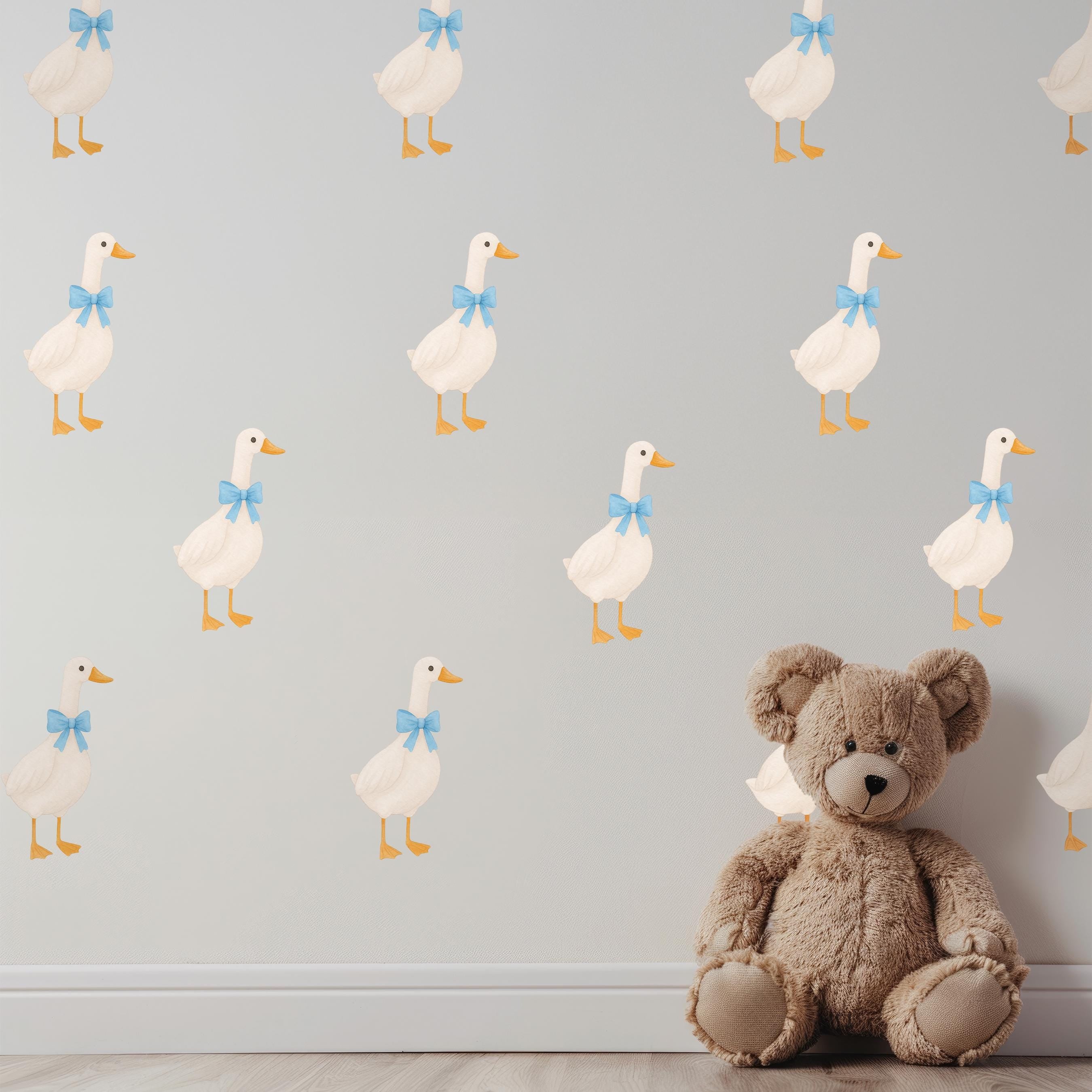 Watercolor Geese With Bows Wall Decals