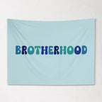 Fabric Tapestry Banner, Brotherhood , Kids Wall Art Room Decor, Blue Children's Wall Art