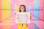 Fabric Tapestry Banner, Hello Rainbow Second Grade, Kids Wall Art Room Decor