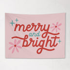 Christmas Banner, Merry & Bright, Kids Fabric Tapestry, Wall art Room Decor