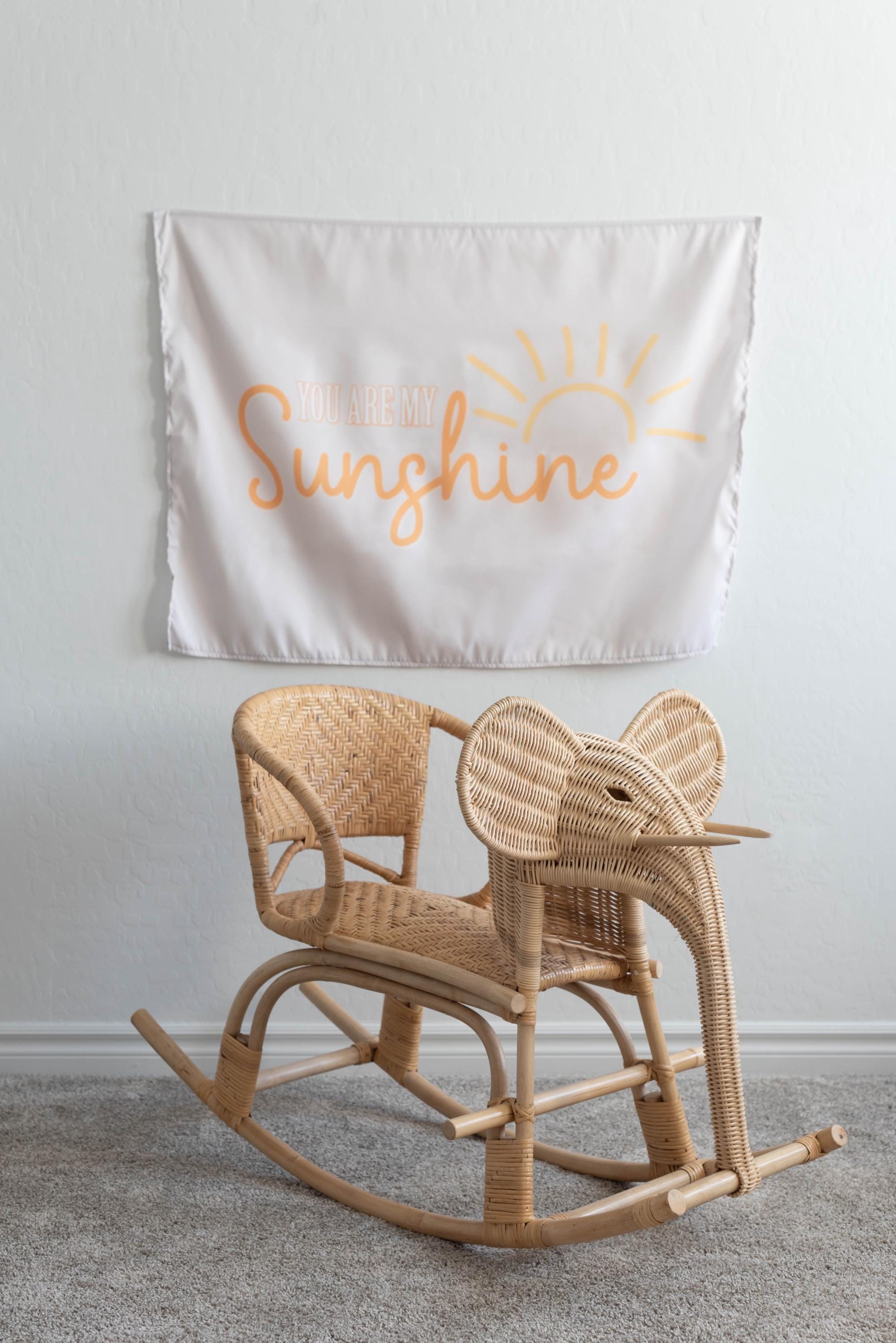 Fabric Tapestry Banner, You are my Sunshine, Kids Wall Art Room Decor