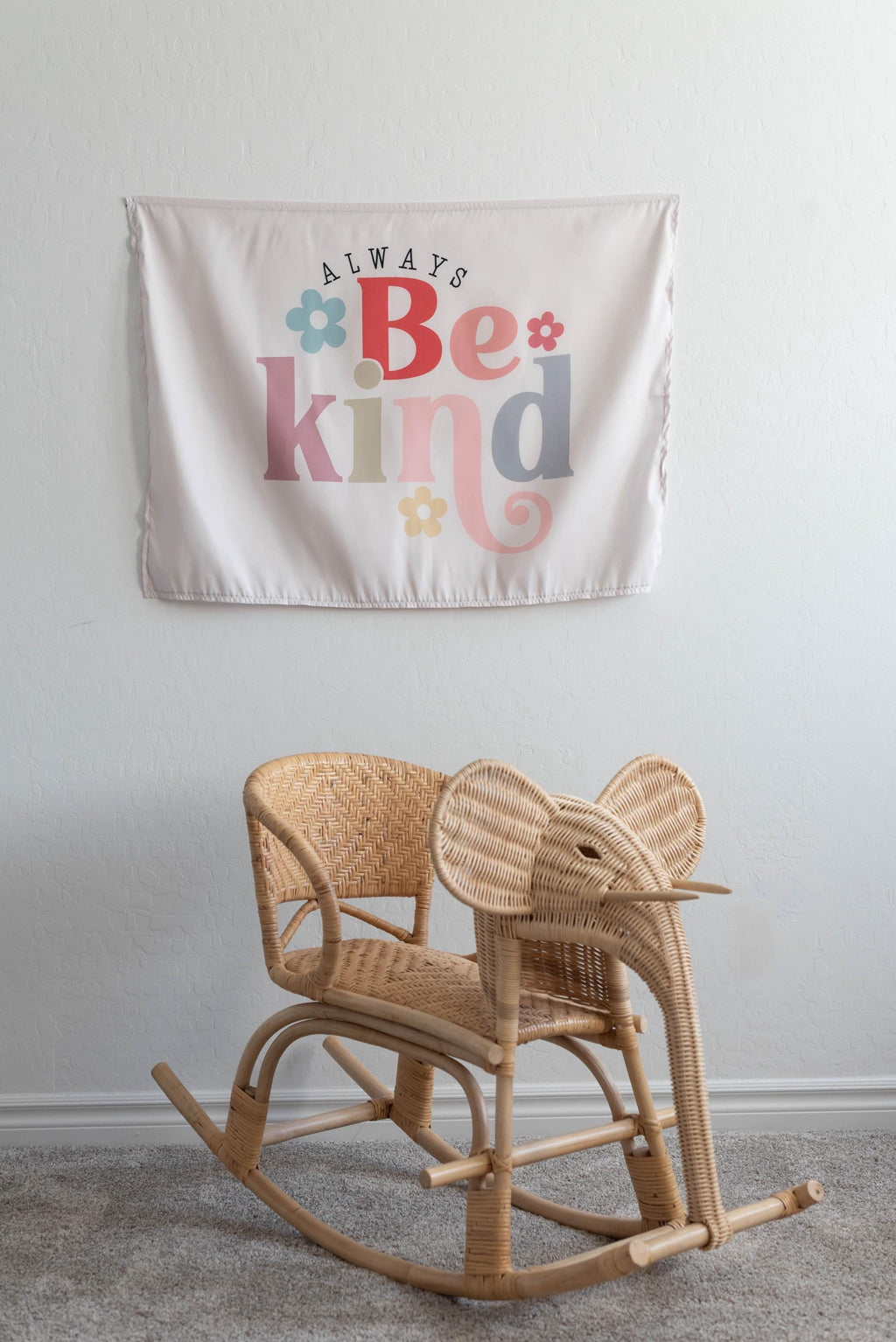 Fabric Tapestry Banner, Always Be Kind, Kids Wall Art Room Decor