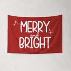 Christmas Banner, Merry And Bright, Kids Fabric Tapestry, Wall art Room Decor
