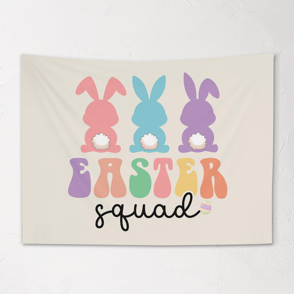 Fabric Tapestry Banner, Easter Squad, Kids Wall Art Room Decor, Childrens Wall Art
