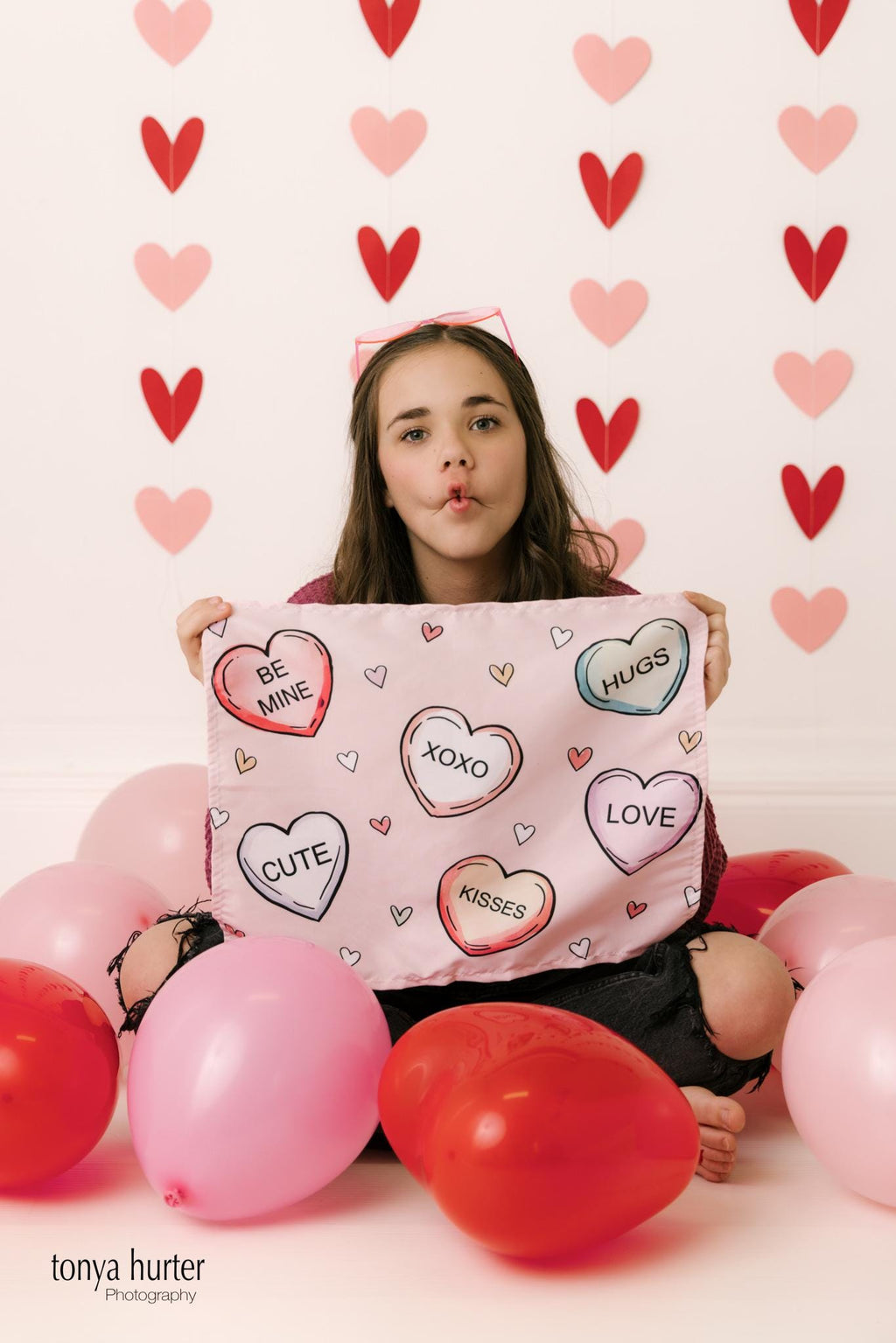 Fabric Tapestry Banner, Conversation Hearts , Kids Wall Art Room Decor, Children's Wall Art