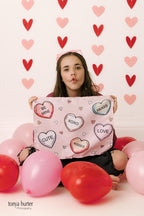 Fabric Tapestry Banner, Conversation Hearts , Kids Wall Art Room Decor, Children's Wall Art