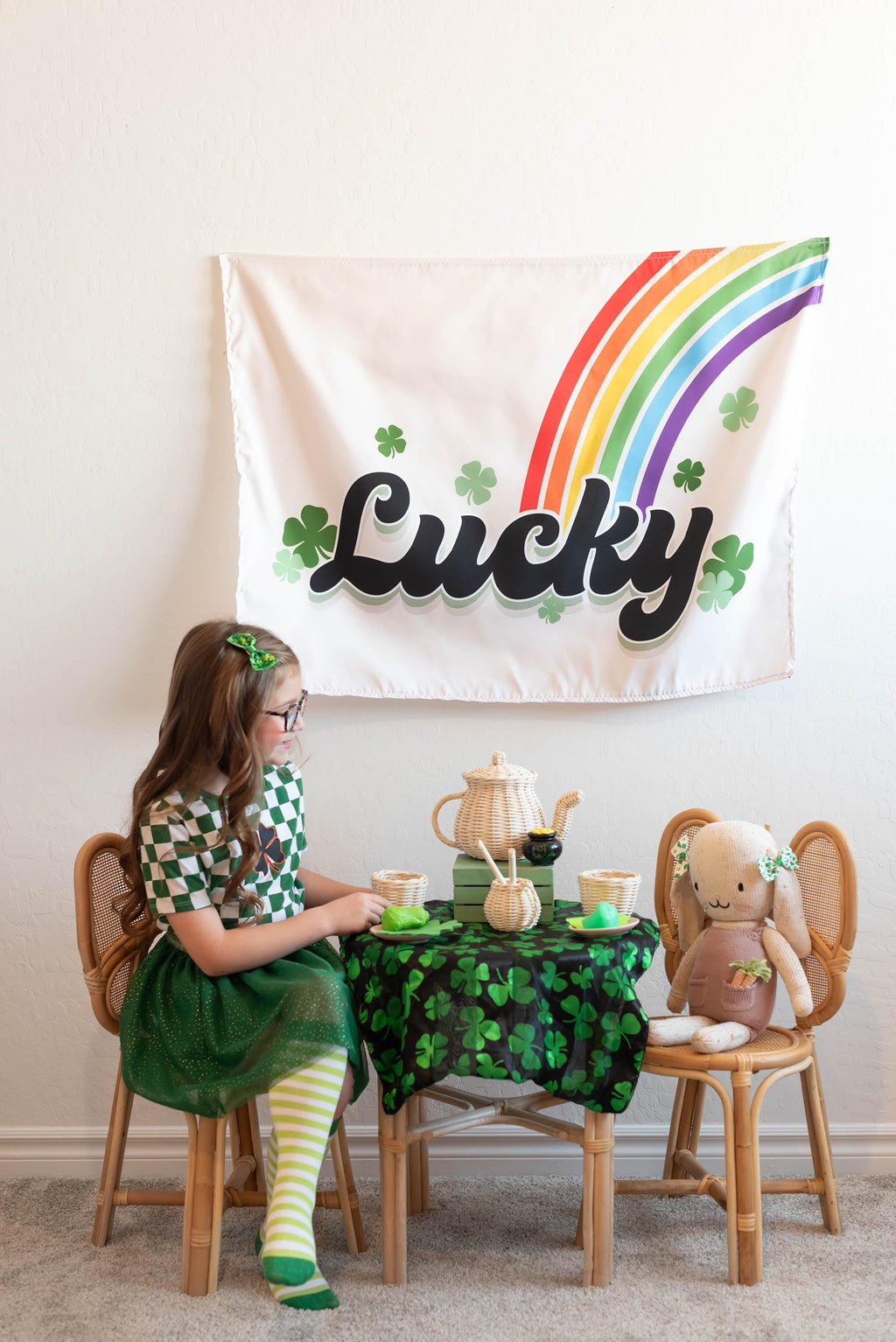 Fabric Tapestry Banner, Lucky, Kids Wall Art Room Decor, Children's Wall Art