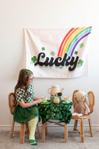 Fabric Tapestry Banner, Lucky, Kids Wall Art Room Decor, Children's Wall Art