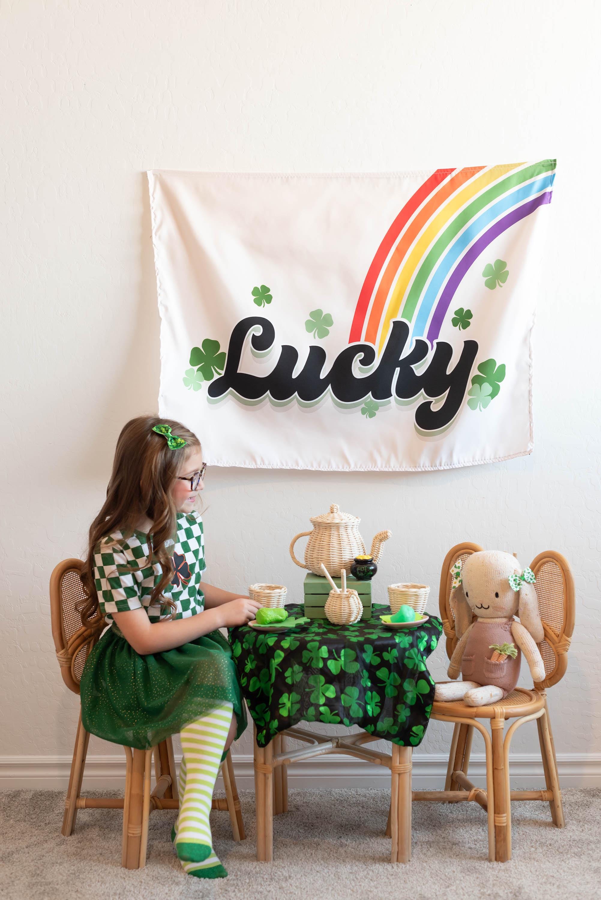 Fabric Tapestry Banner, Lucky, Kids Wall Art Room Decor, Children's Wall Art