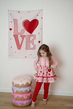 Fabric Tapestry Banner, Love Heart, Kids Wall Art Room Decor, Childrens Wall Art