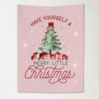 Christmas Banner Pink - Have Yourself a Merry Little Christmas, Kids Fabric Tapestry