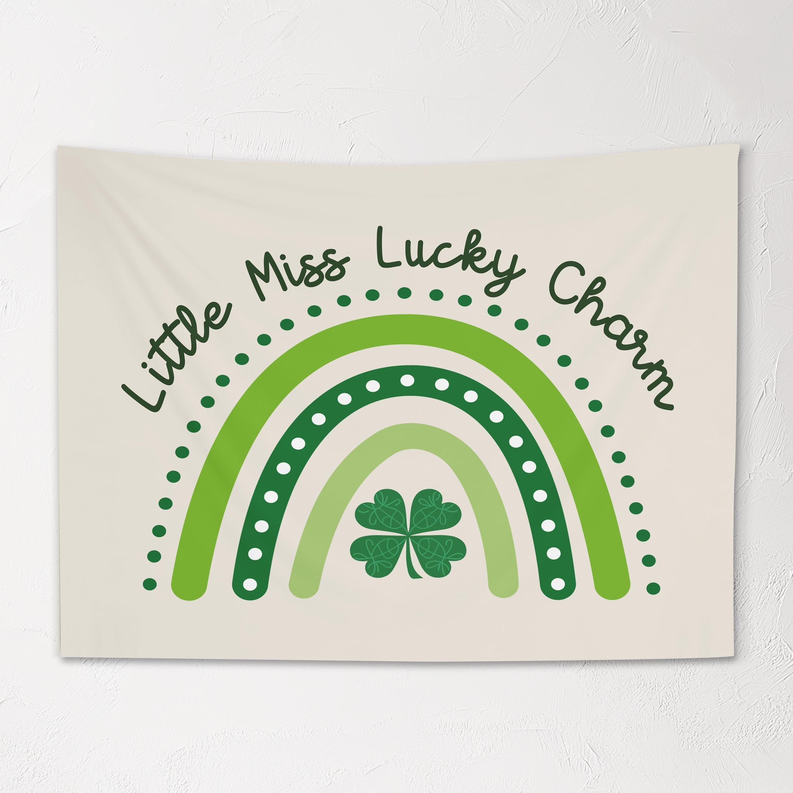 Fabric Tapestry Banner, Little Miss Lucky Charm, Kids Wall Art Room Decor