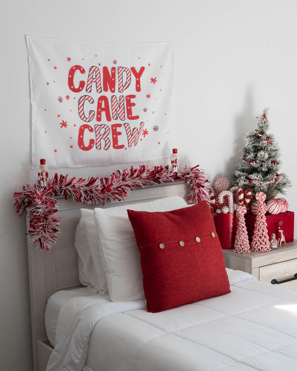 Christmas Banner, Candy Cane Crew, Kids Fabric Tapestry