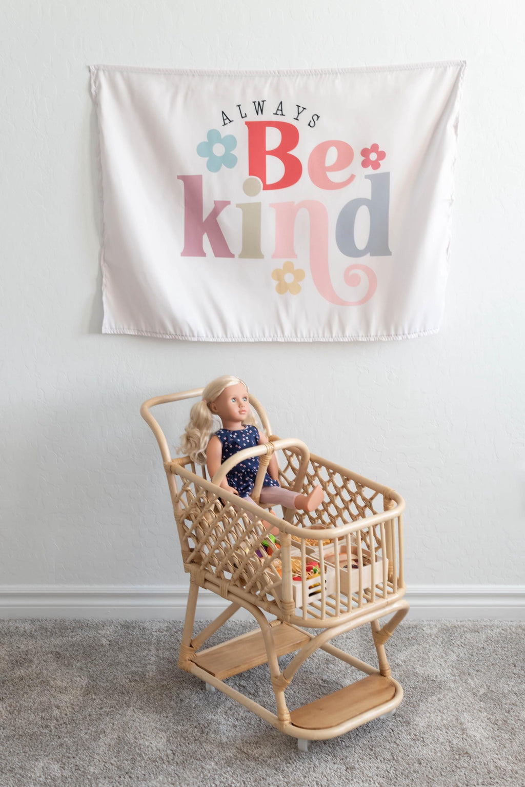 Fabric Tapestry Banner, Always Be Kind, Kids Wall Art Room Decor