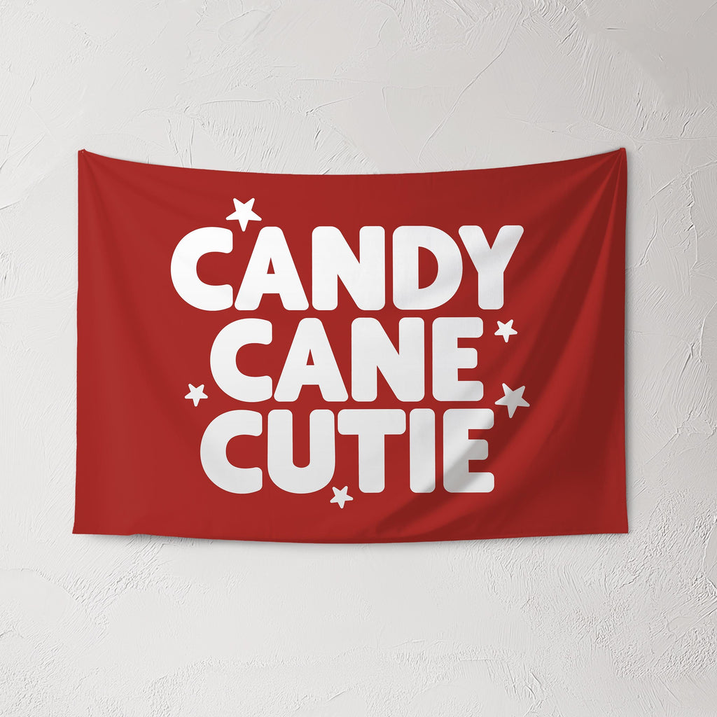 Christmas Banner, Candy Cane Cutie, Kids Fabric Tapestry, Wall art Room Decor