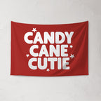 Christmas Banner, Candy Cane Cutie, Kids Fabric Tapestry, Wall art Room Decor