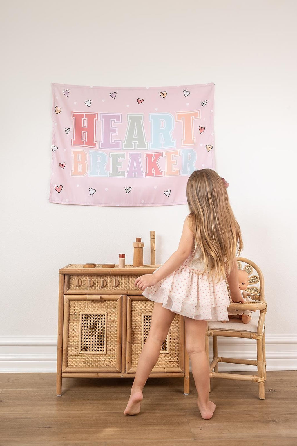 Fabric Tapestry Banner, Heart Breaker, Kids Wall Art Room Decor, Children's Wall Art