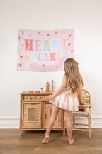 Fabric Tapestry Banner, Heart Breaker, Kids Wall Art Room Decor, Children's Wall Art