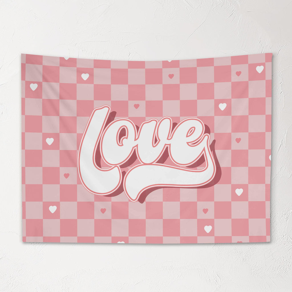 Fabric Tapestry Banner, Retro Love, Kids Wall Art Room Decor, Children's Wall Art