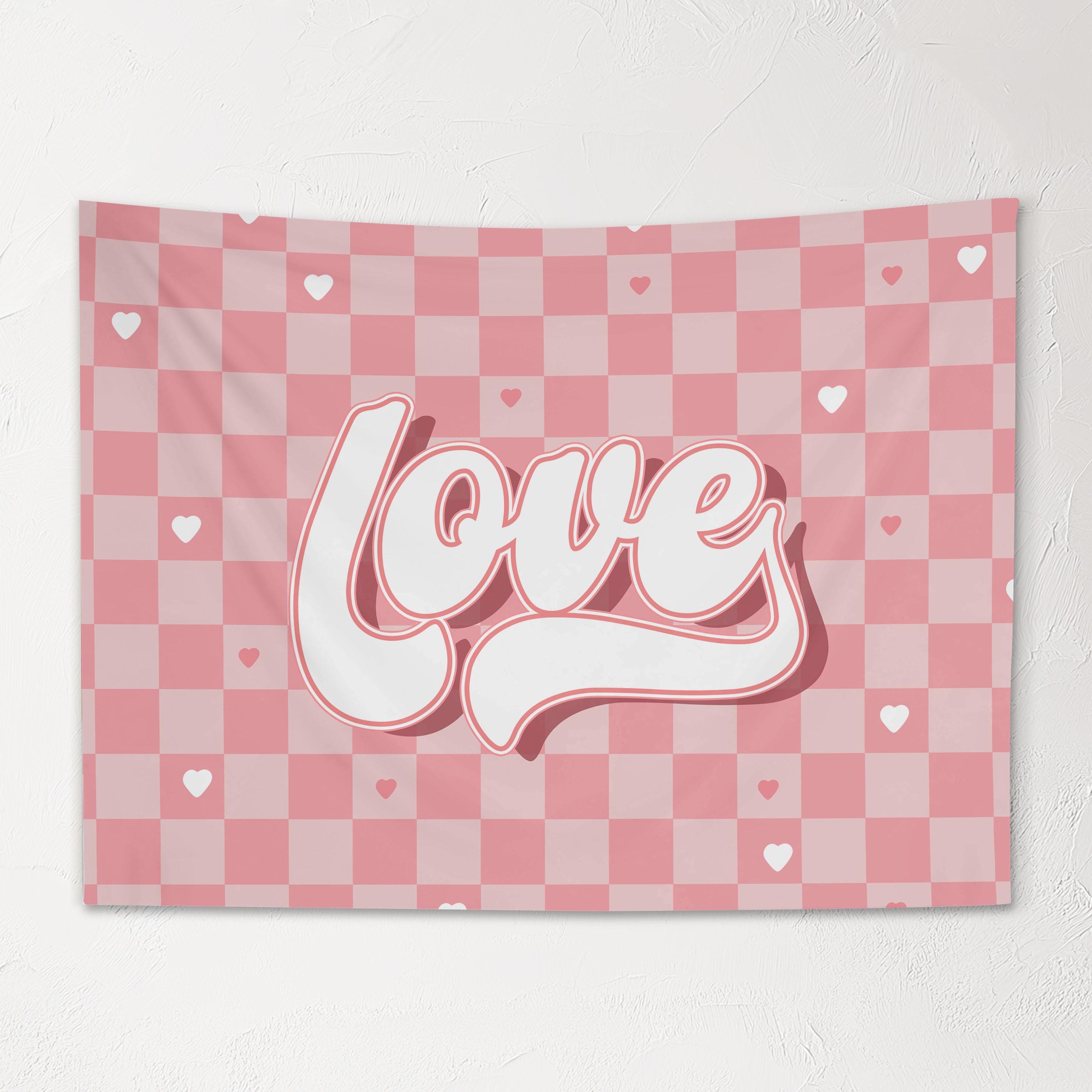 Fabric Tapestry Banner, Retro Love, Kids Wall Art Room Decor, Children's Wall Art