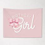 Fabric Tapestry Banner, Birthday Girl Bow, Kids Wall Art Room Decor, Children's Wall Art