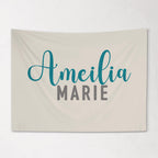 Fabric Tapestry Banner, Cursive Block Name Personalized, Kids Wall Decor, Children's Wall Art