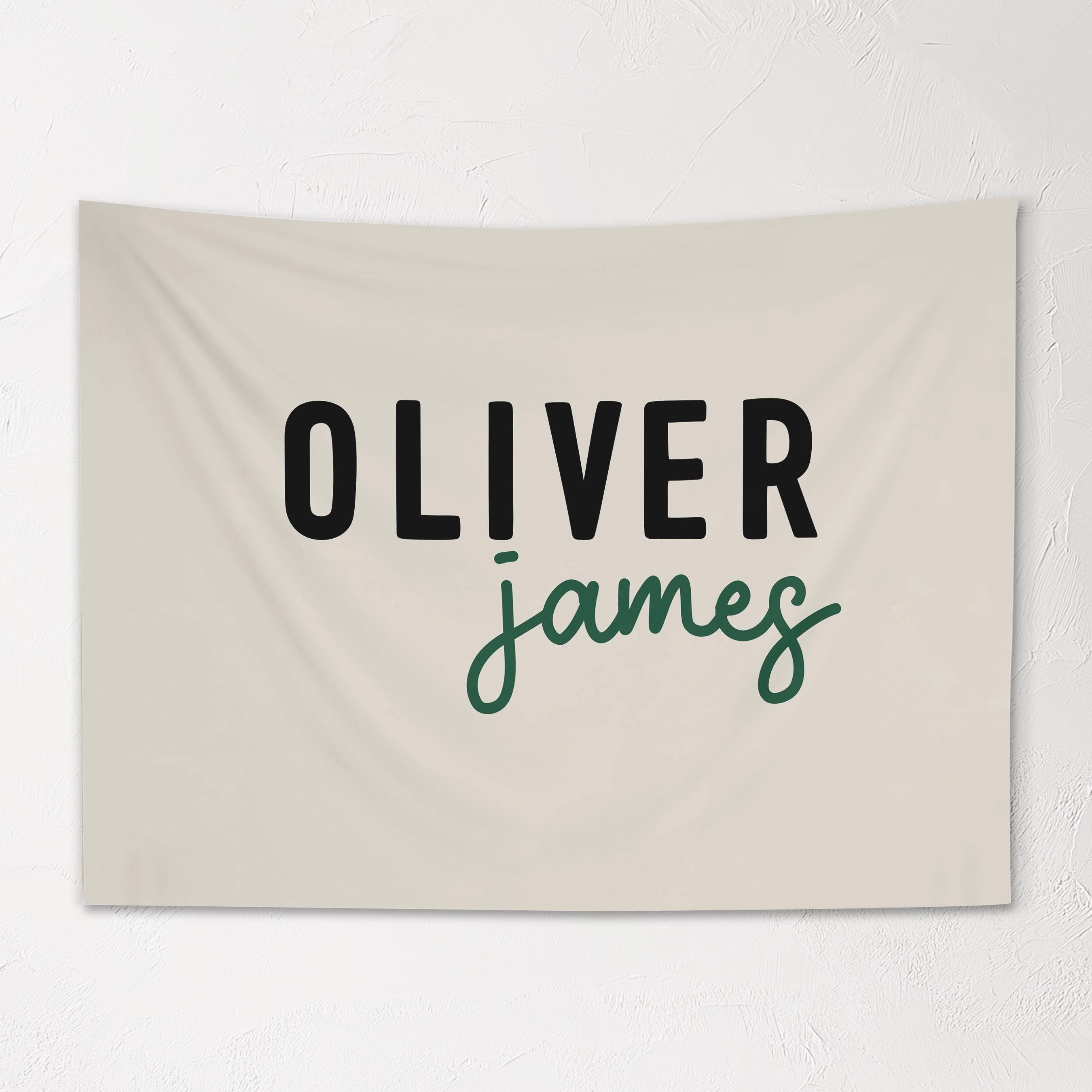 Fabric Tapestry Banner, Block Script Name Personalized, Kids Wall Decor