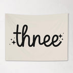 Fabric Tapestry Banner, THREE Birthday, Kids Wall Art Room Decor, Children's Wall Art
