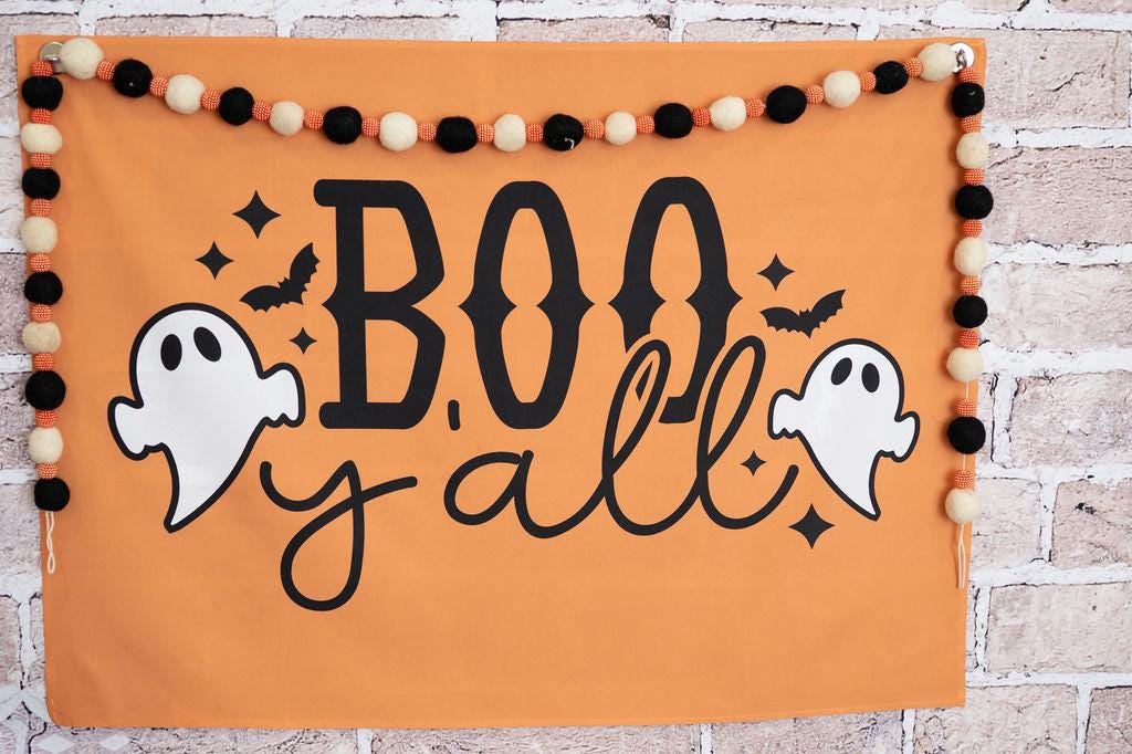 Boo Y'all Halloween Banner: Soft Fabric Wall Decor - Made in USA