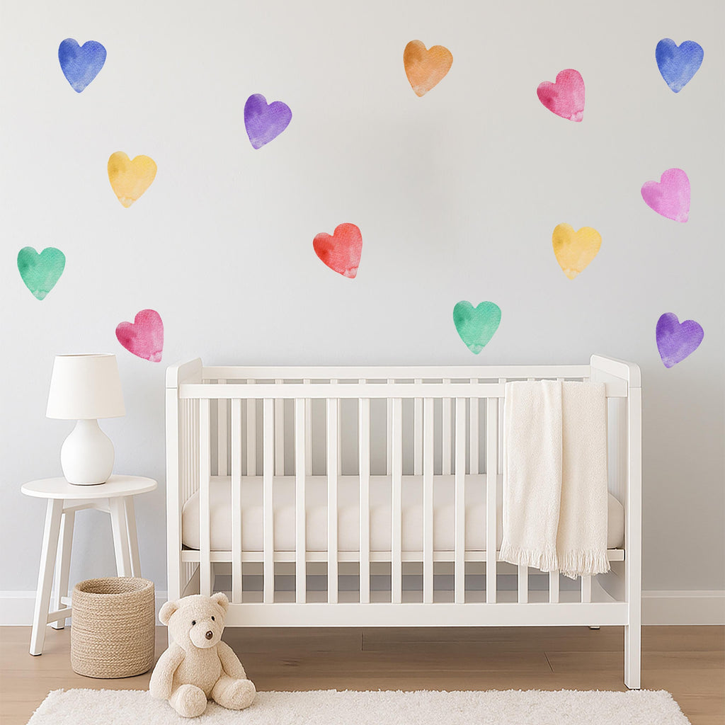 Watercolor Hearts Wall Decals