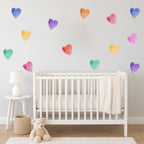 Watercolor Hearts Wall Decals