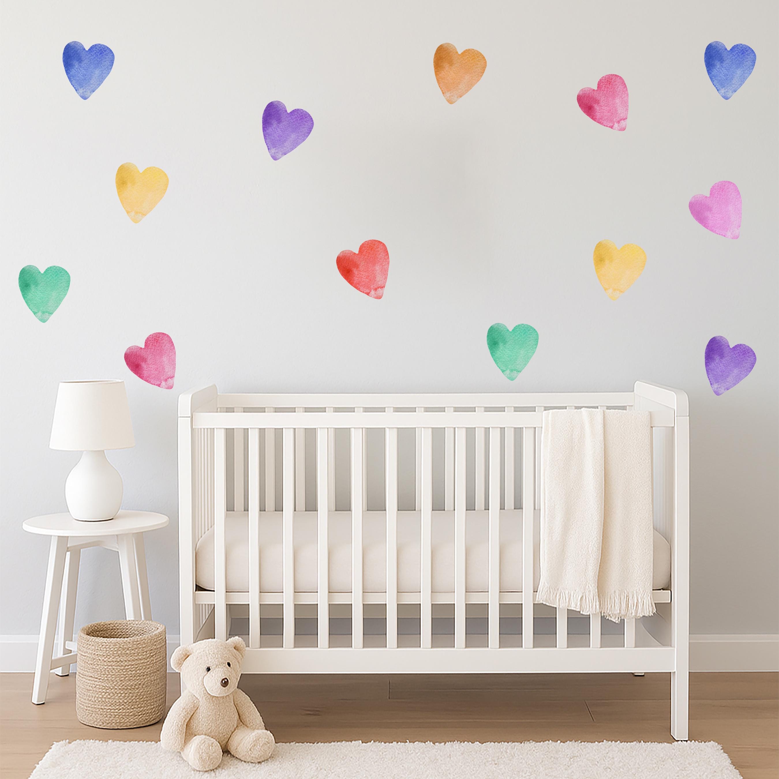 Watercolor Hearts Wall Decals