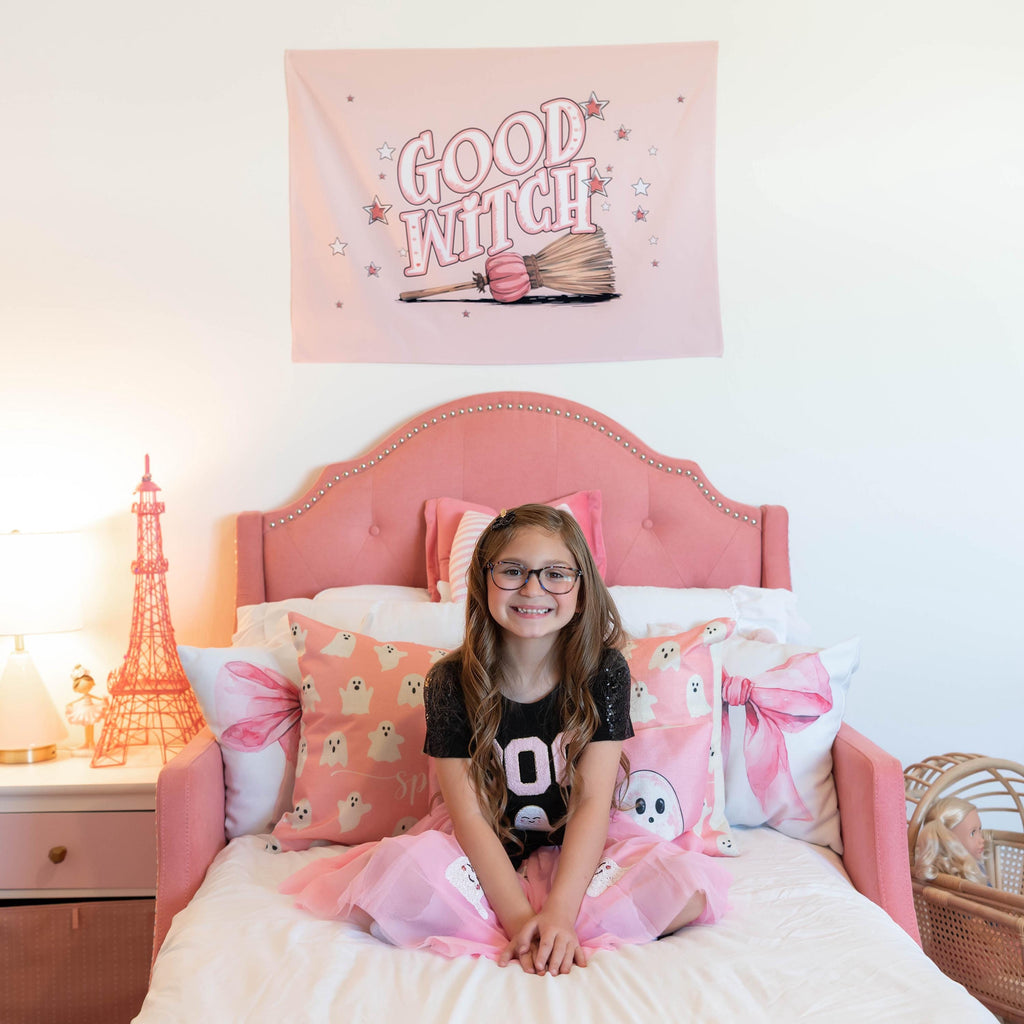 Halloween Banner, Good Witch, Happy Halloween Decor, Pink Halloween Wall Art