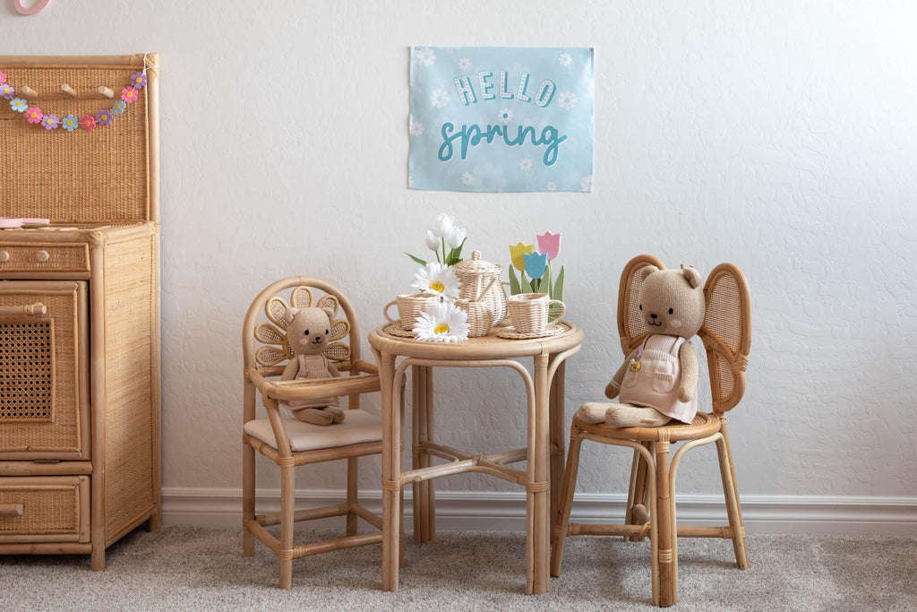 Fabric Tapestry Banner, Hello Spring, Kids Wall Art Room Decor, Children's Wall Art