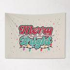 Christmas Banner, Merry & Bright, Festive Kids Fabric Tapestry,  Room Decor