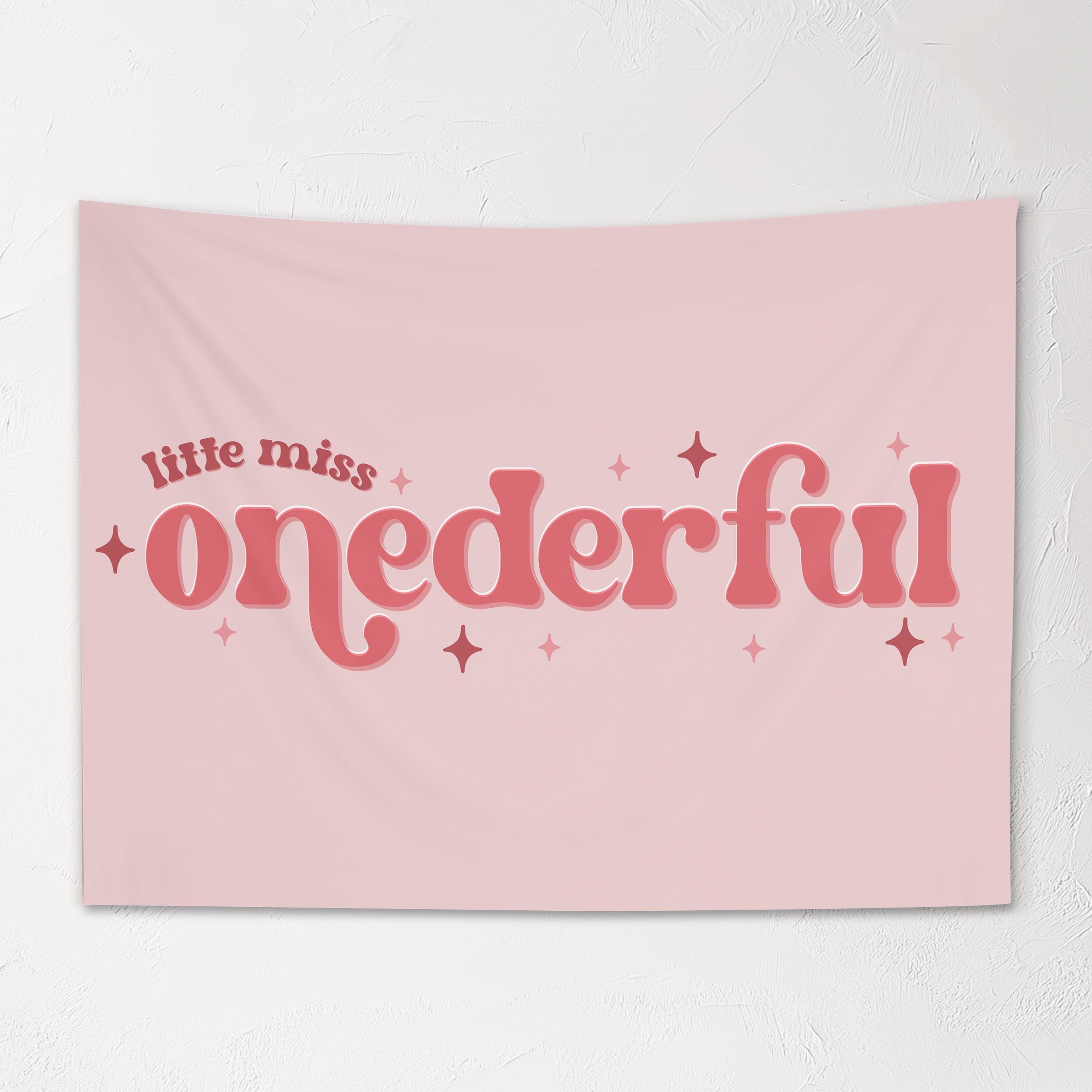 Fabric Tapestry Banner, Little Miss Onederful, Kids Wall Art Room Decor