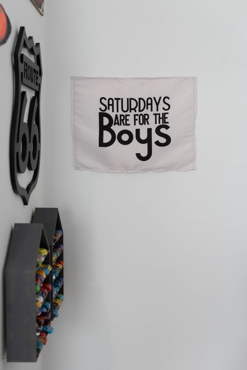Fabric Tapestry Banner, Saturdays are for the Boys, Kids  Wall Art Decor