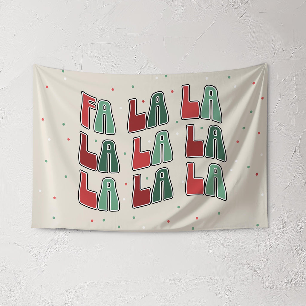 Christmas Banner, Fa La La La La, Festive Kids Fabric Tapestry, Wall art Room Decor