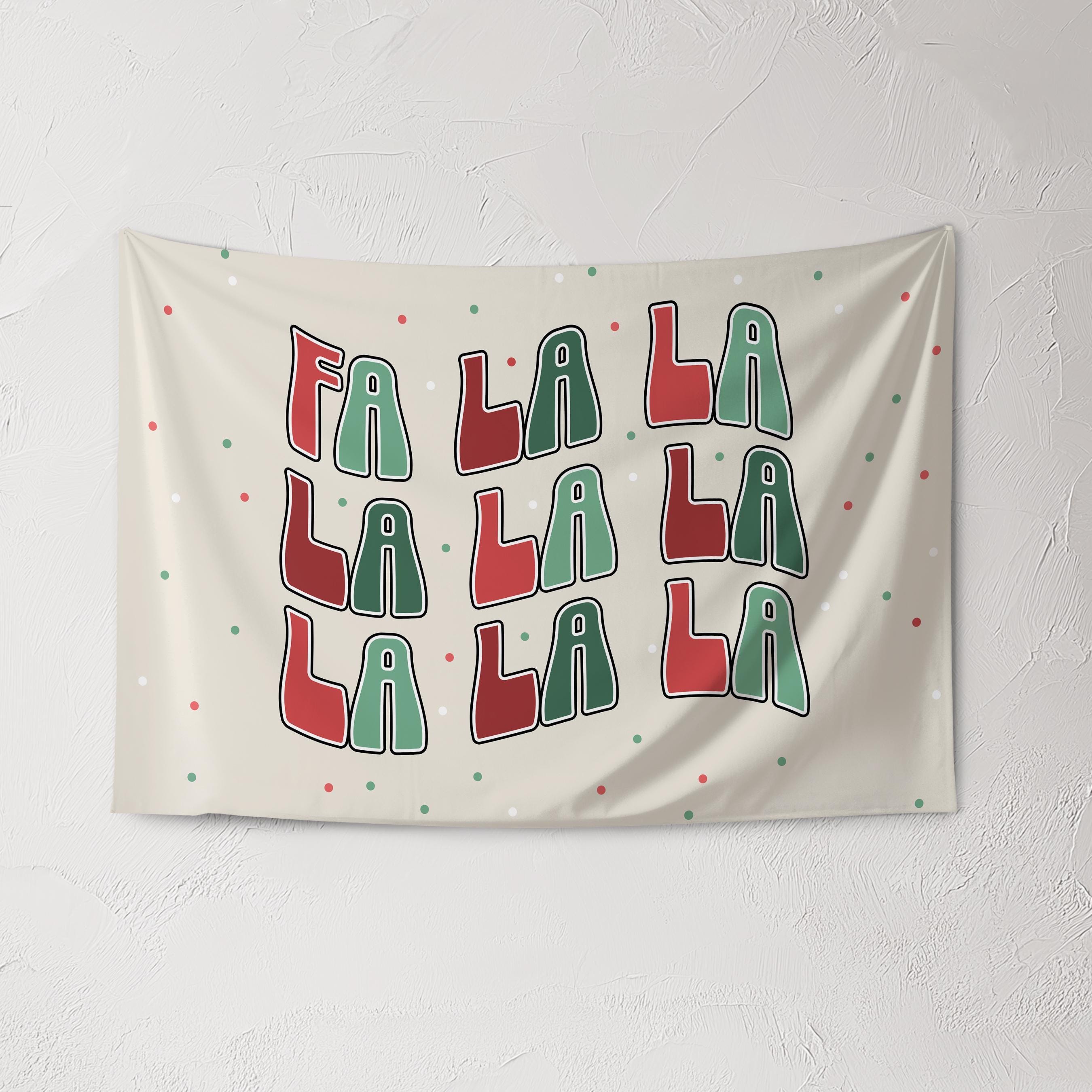 Christmas Banner, Fa La La La La, Festive Kids Fabric Tapestry, Wall art Room Decor
