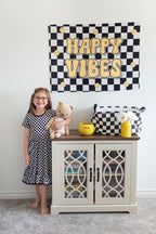 Fabric Tapestry Banner, Happy Vibes, Kids Wall Art Room Decor