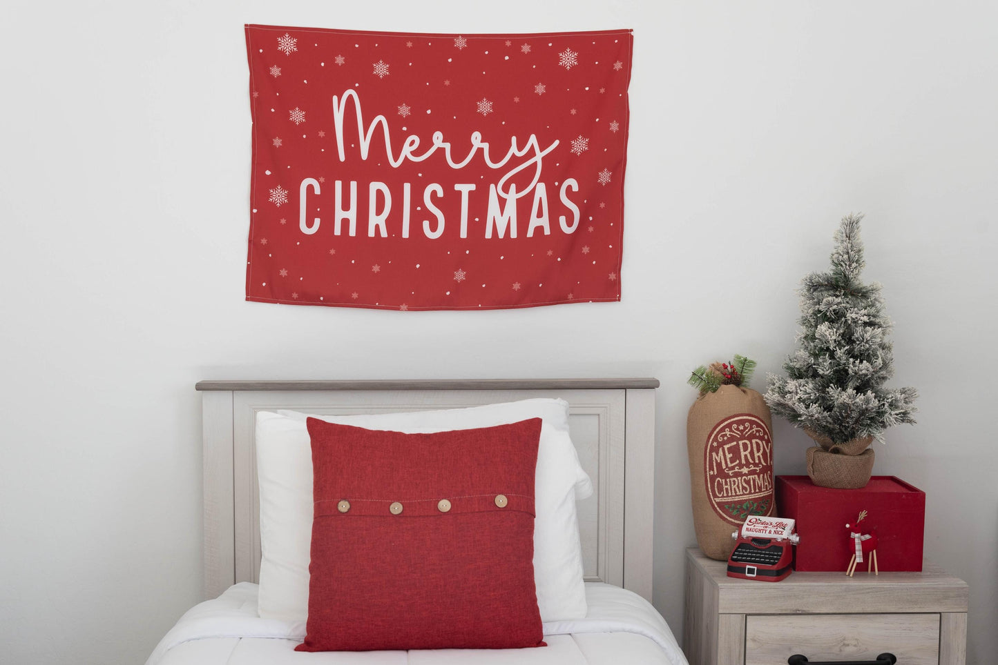 Christmas Banner, Merry Christmas, Kids Fabric Tapestry, Wall art Room Decor