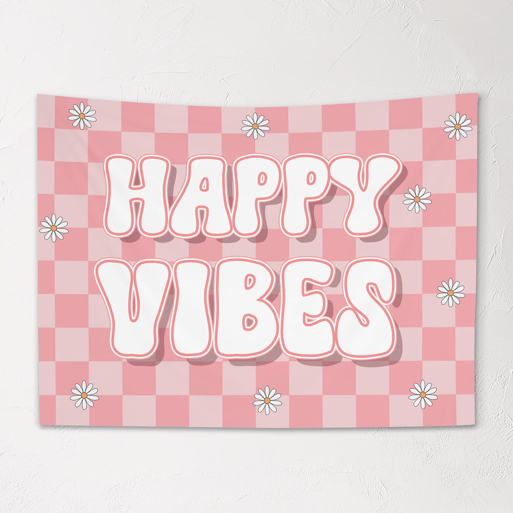 Fabric Tapestry Banner, Happy Vibes, Kids Wall Art Room Decor