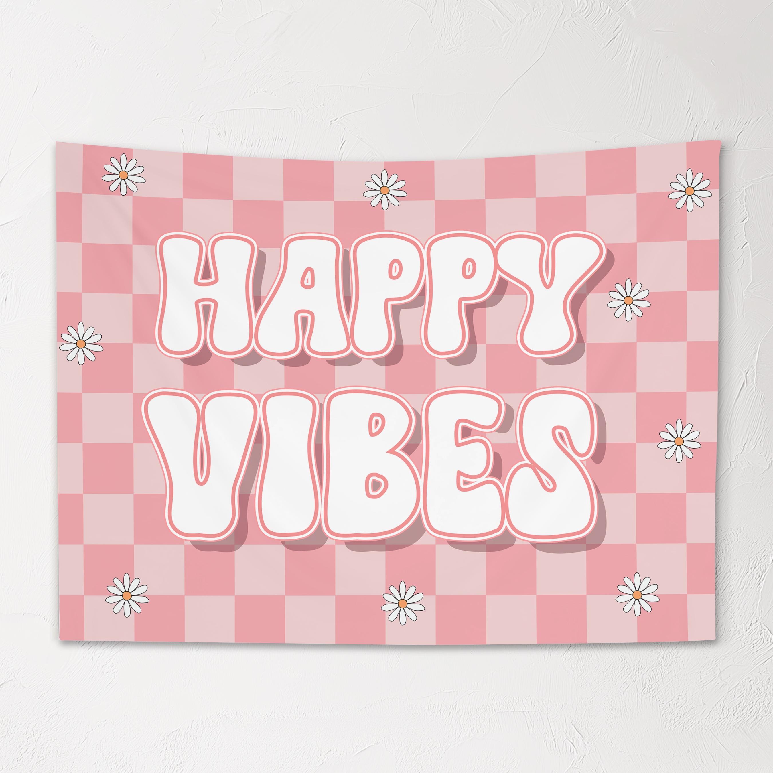 Fabric Tapestry Banner, Happy Vibes, Kids Wall Art Room Decor