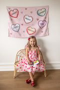 Fabric Tapestry Banner, Conversation Hearts , Kids Wall Art Room Decor, Children's Wall Art