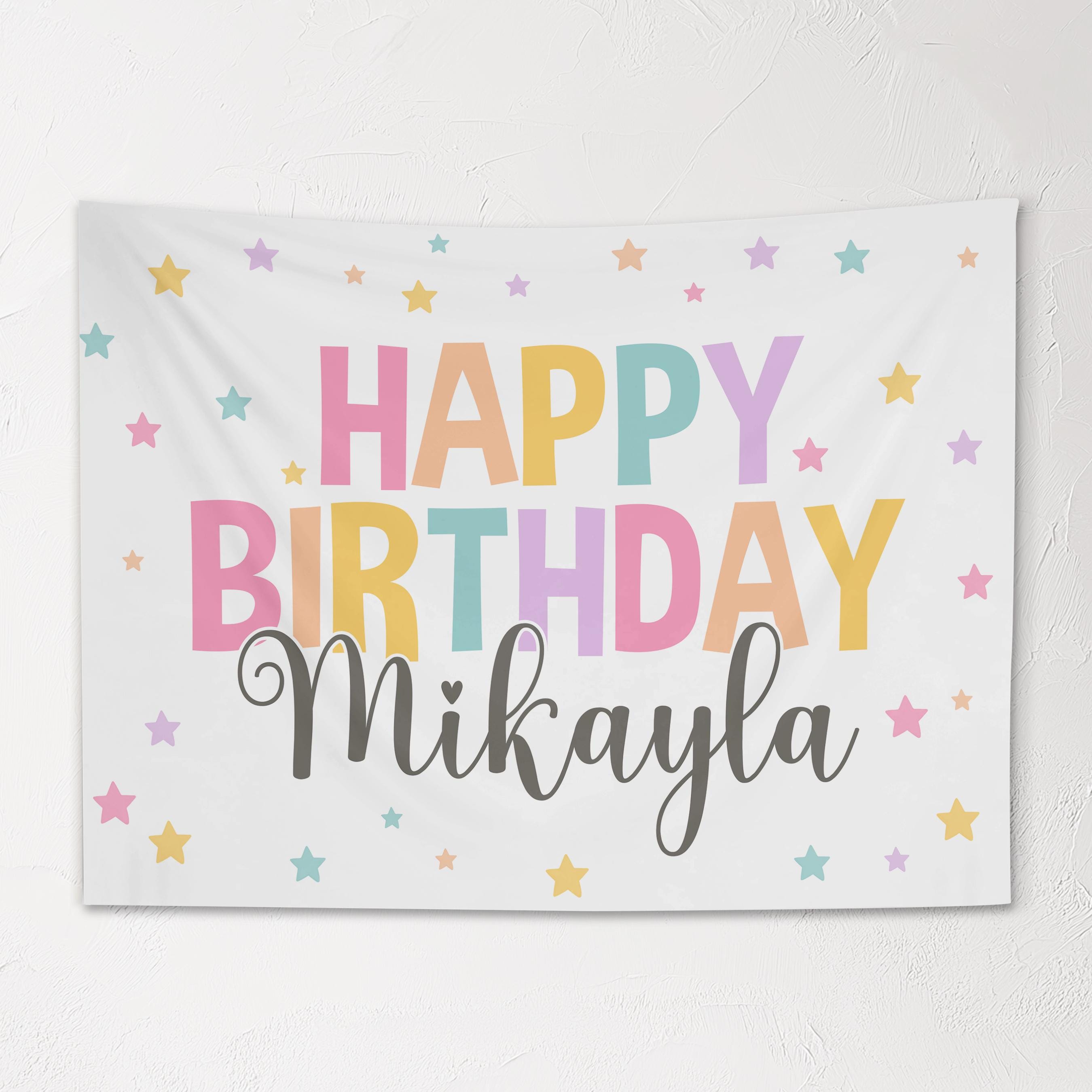 Kids Personalized Birthday Banner, Custom Rainbow Stars Birthday Sign with Name